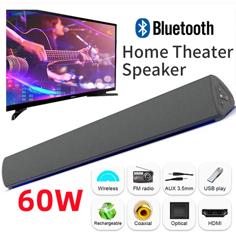 Home Cinema Wireless Speakers - 60W Wireless TV PC Soundbar Bluetooth
