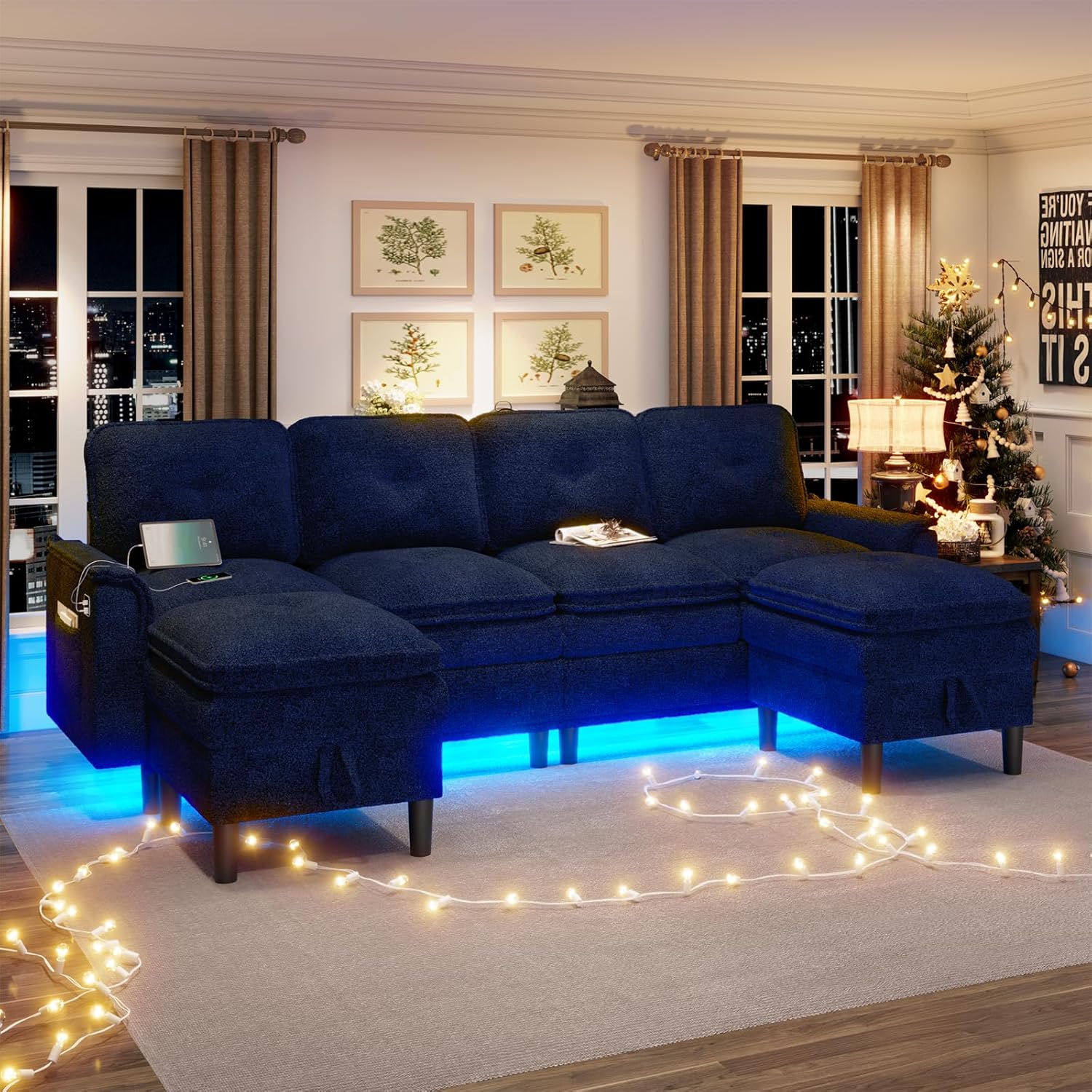 Home Cinema Sofa - U/L Shaped 4 Seat Sectional Sofa