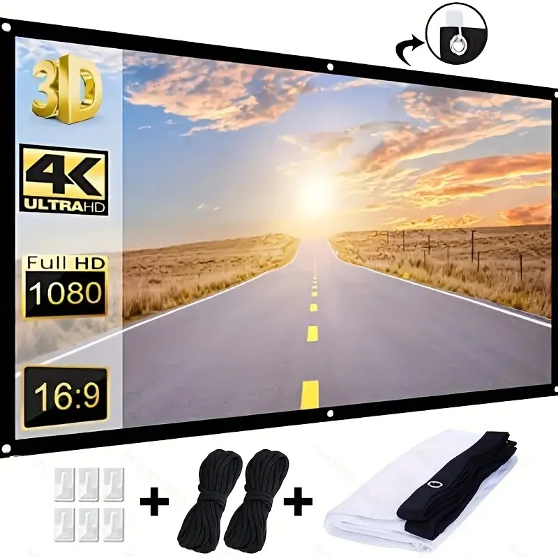 Home Cinema Projector Screen - Projector Screen 16:9 Indoor/Outdoor Used Foldable