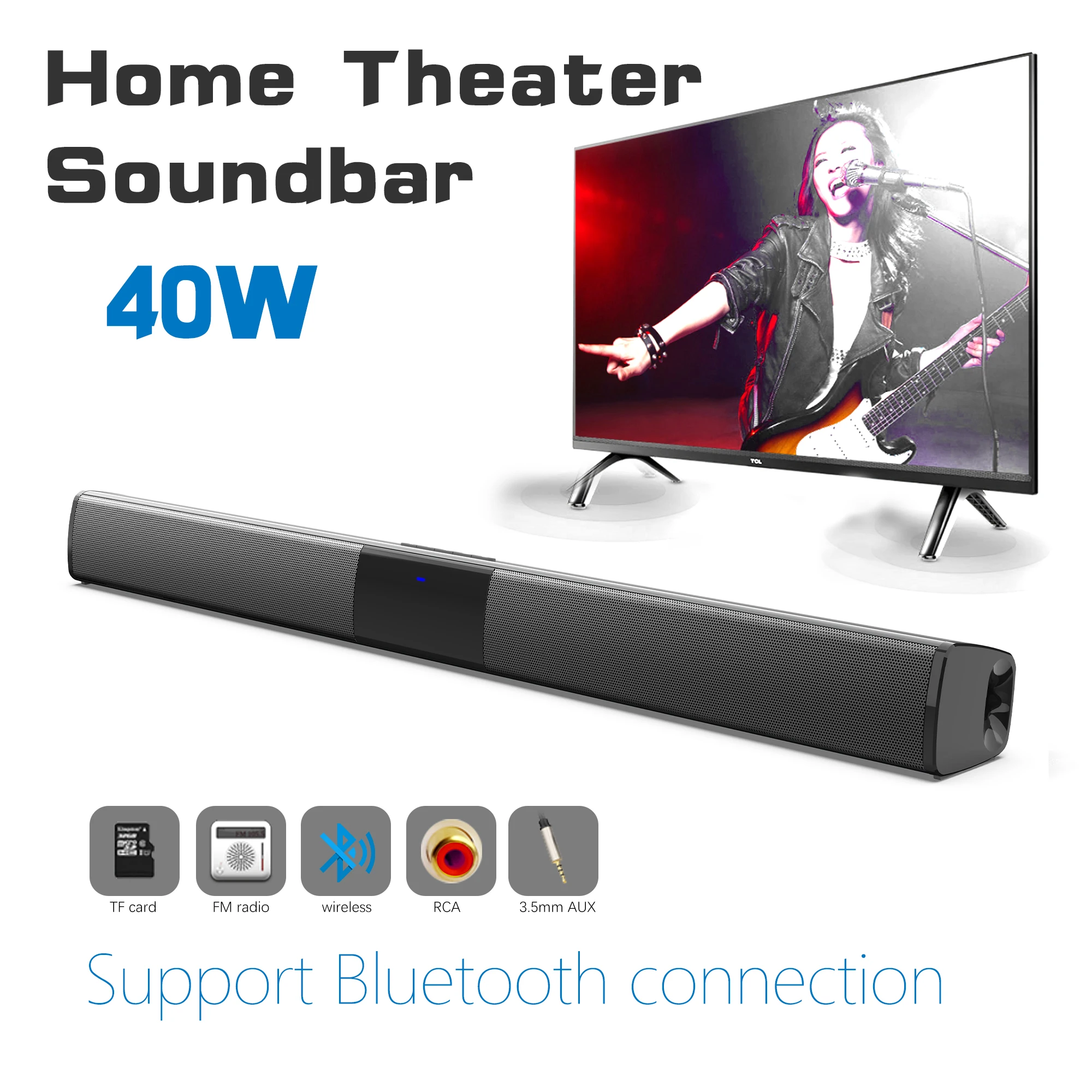 40W High Power Soundbar for TV - Home Cinema Wireless Speakers recension och pris