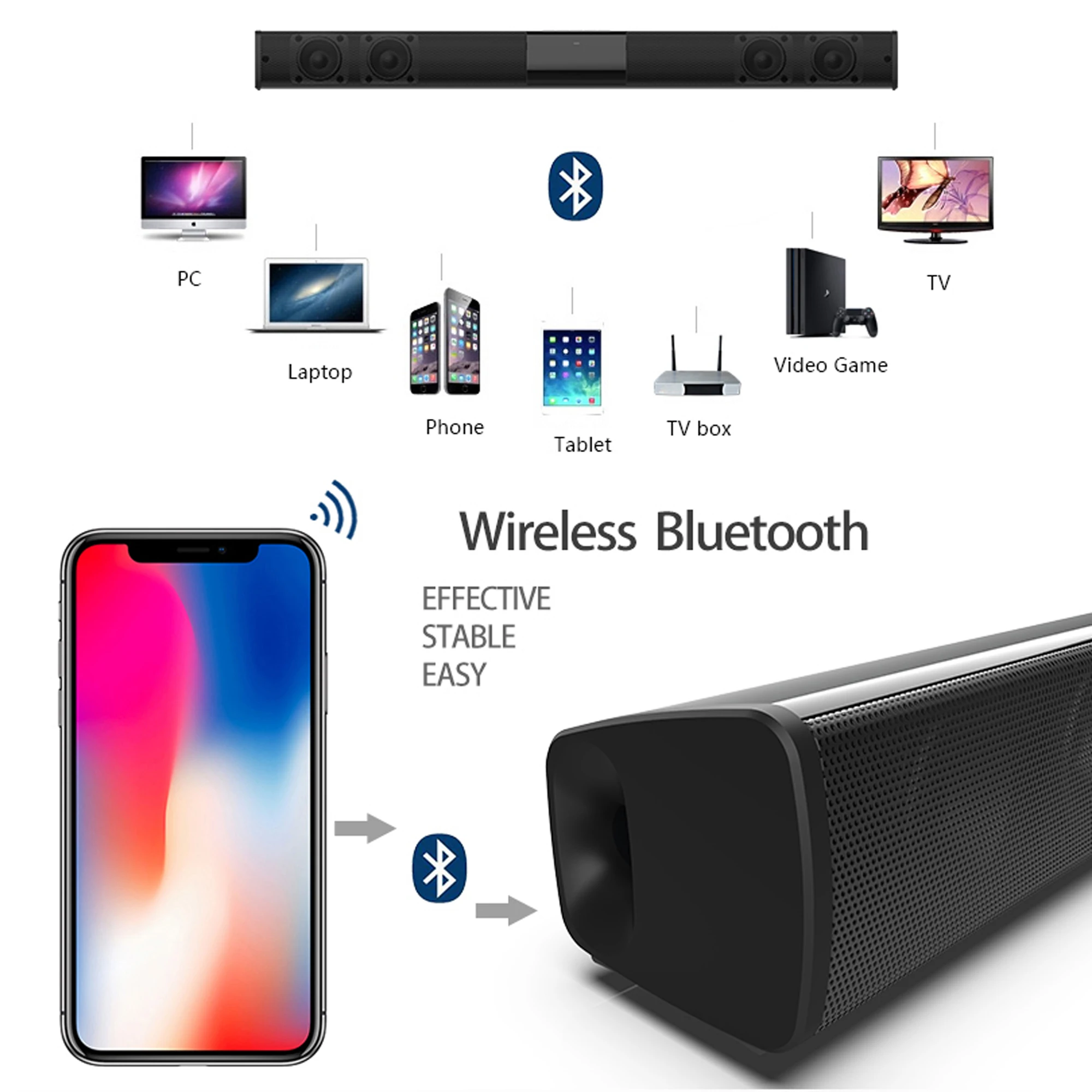 40W High Power Soundbar for TV - Home Cinema Wireless Speakers recension och pris