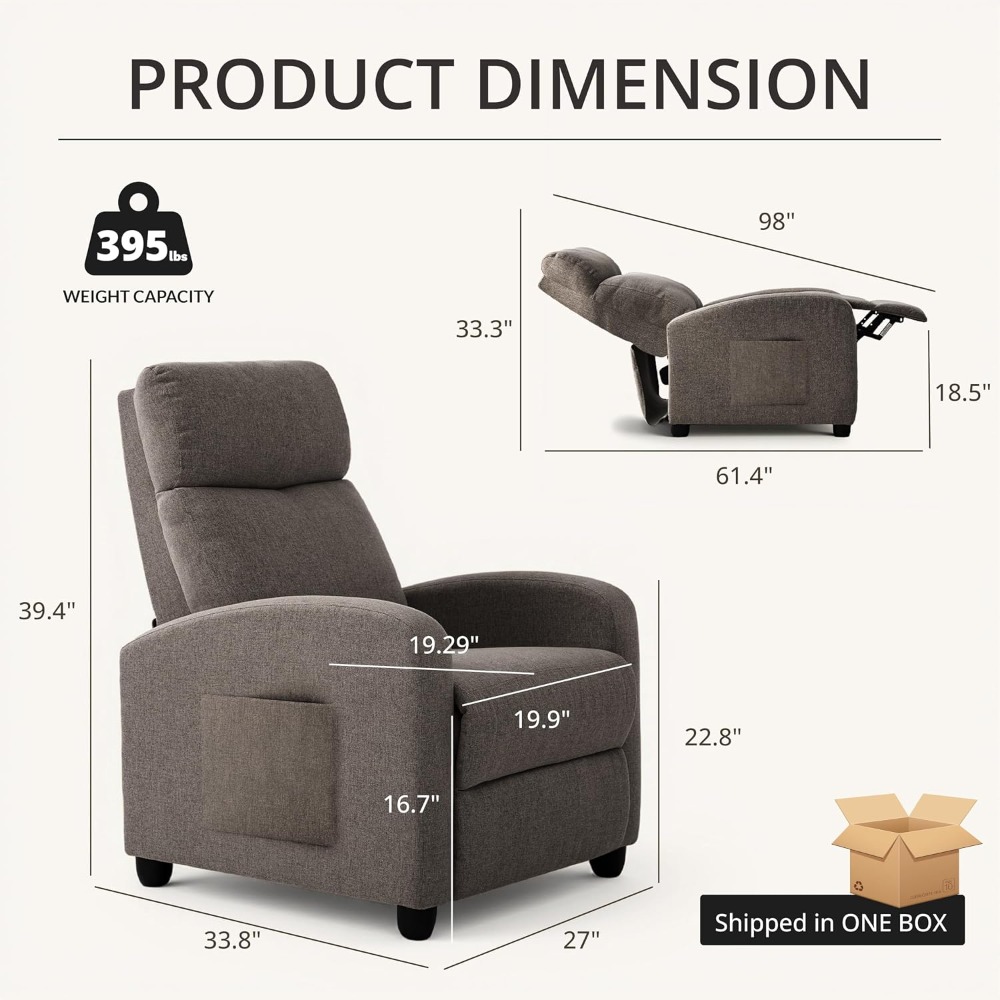 Modern Manual Push Back Reclin - Home Cinema Couch recension och pris